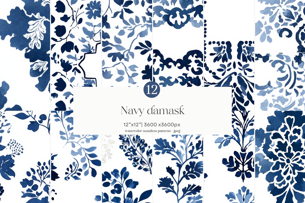 watercolor pattern damask textures, a Pattern Graphic by Patishop Art (Photo 1 of 9)