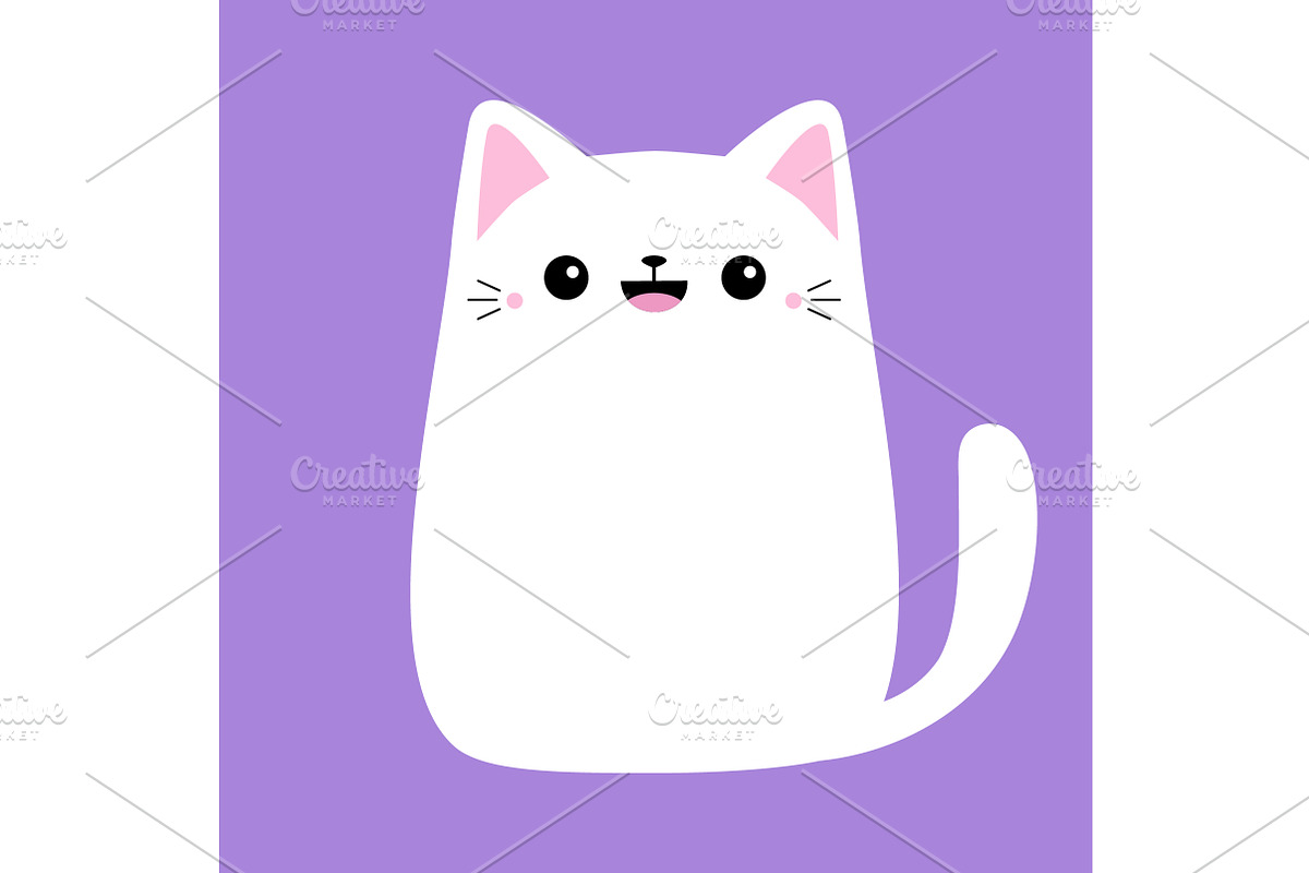 Cute white cat silhouette icon., an Animal Illustration by Worldofvector
