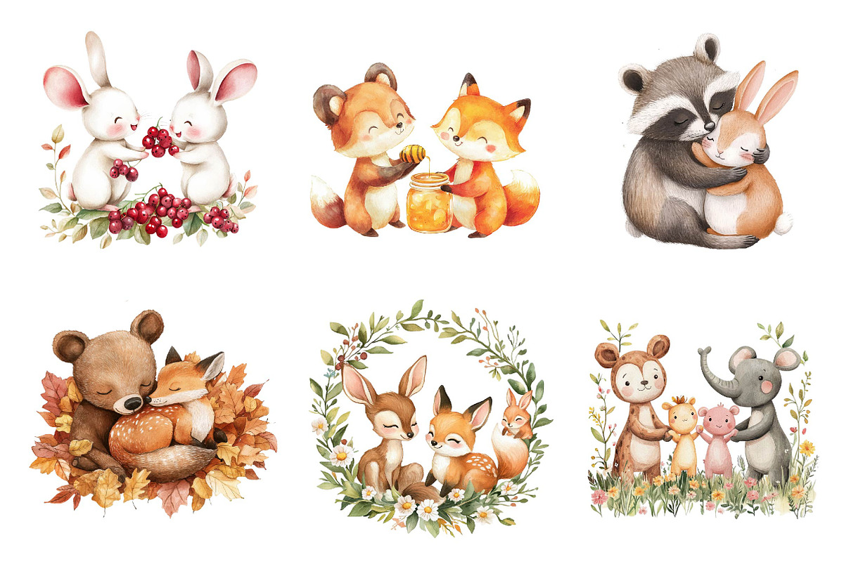 Woodland Forest Animals Friends, an Illustration by CreationArt (Photo 4 of 5)
