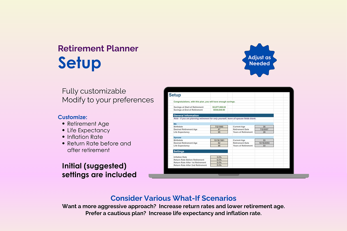 Retirement Planner - Google Sheets preview 2