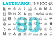 80 landmarks line icons, an Outline Icon by Tettygreen (Thumbnail 4 of 5)