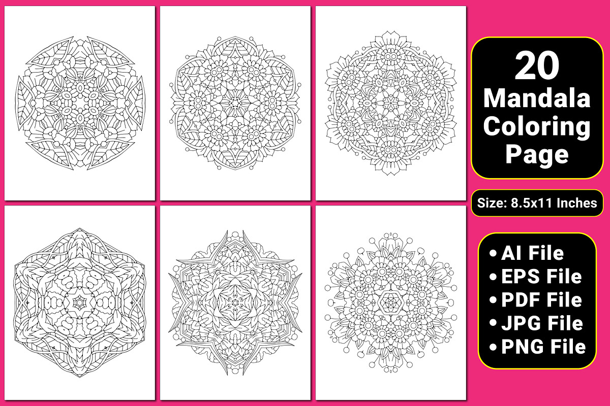 Mandala Coloring Book Pages, a Pattern Graphic by mirajeee (Photo 1 of 4)