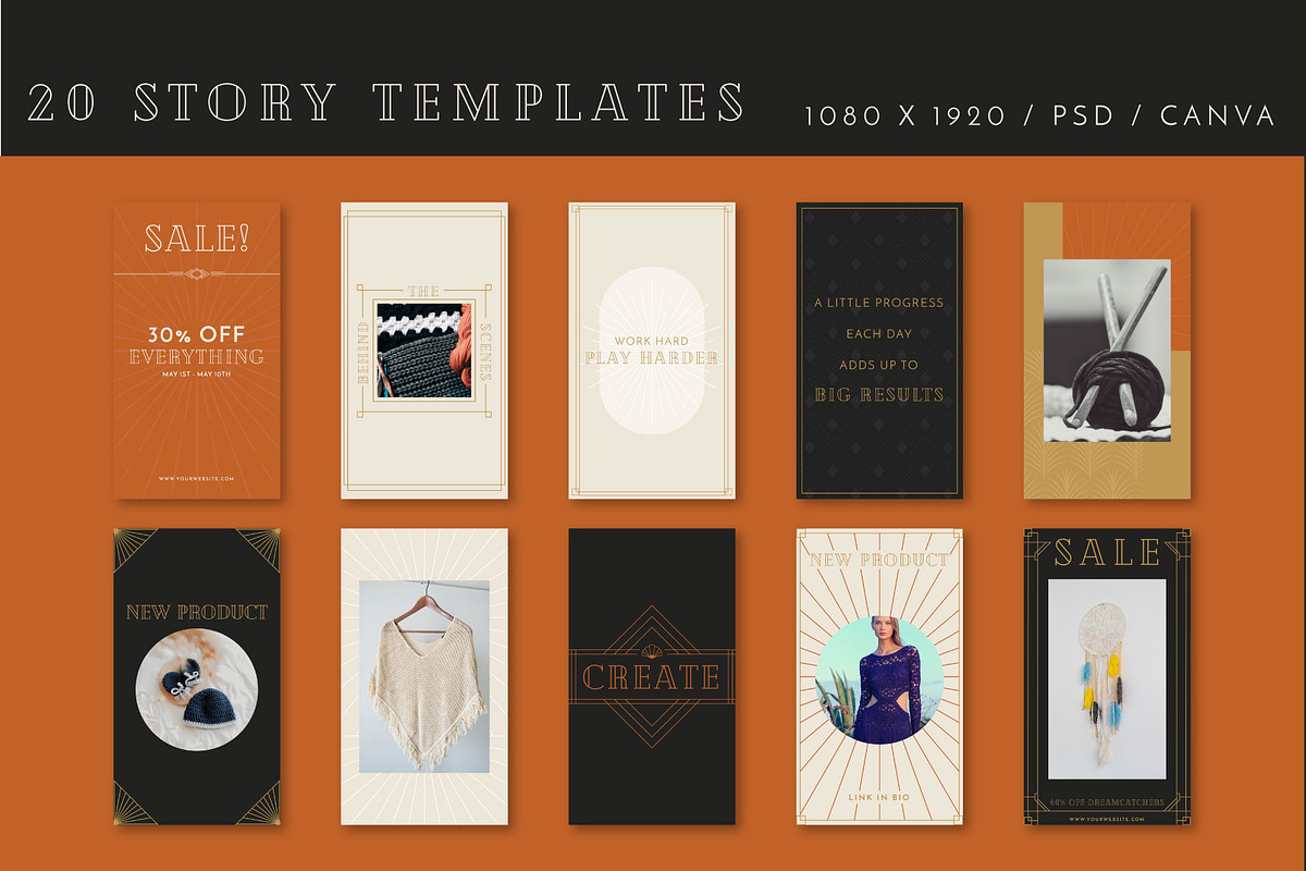 Art Deco Story & Post Templates, a Social Media Template by Liseno Designs (Photo 5 of 8)