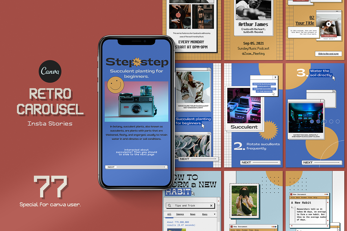 Instagram Carousel Retro CANVA, a Social Media Template by Analogi Studio (Photo 13 of 25)