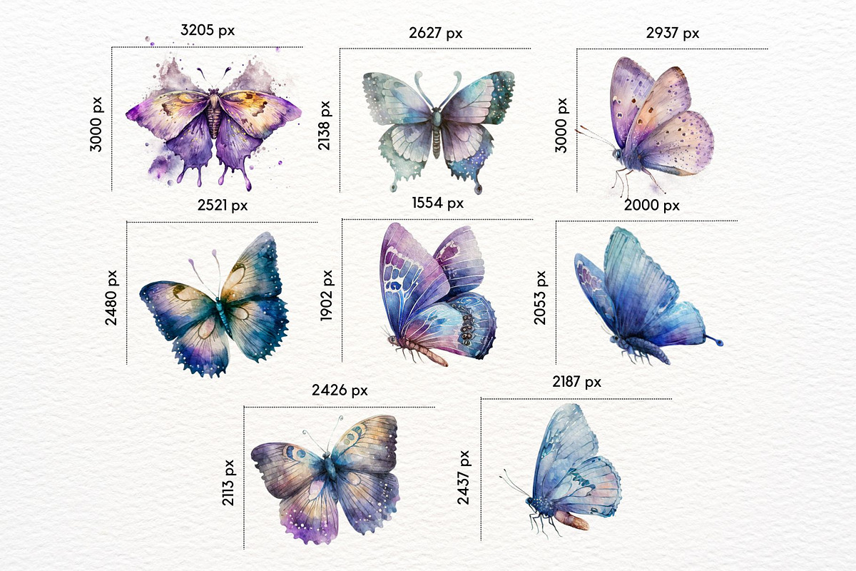 Butterfly Watercolor Floral Clipart, a Decorative Illustration by ClipArtRoom (Photo 2 of 5)