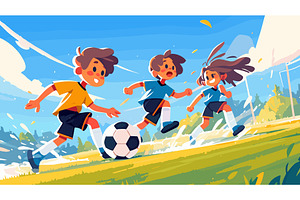Children play football. Kids playing, a Sport Illustration by Stock-Smart-Start