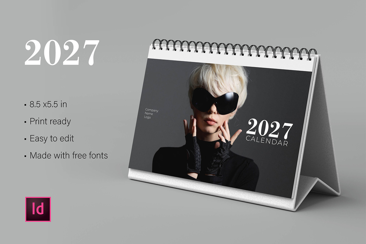 2027 Desk CALENDAR InDesign Template, a Stationery Template by R-studio (Photo 1 of 6)