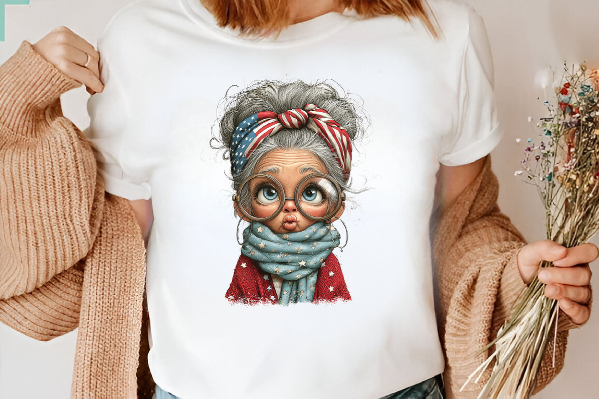 Whimsical Patriotic Grandma Clipart, an Animal Illustration by CreationArt (Photo 6 of 7)