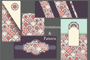 Set Of Cards And Seamless Pattern