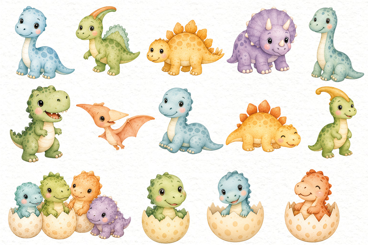 Dinosaur Clipart Bundle, an Animal Illustration by Villa 11 Estudio (Photo 2 of 7)