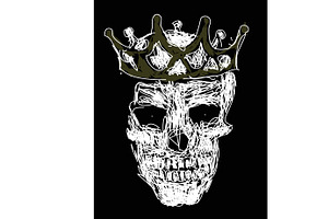 Skull With Crown, King Icon Hand Dra