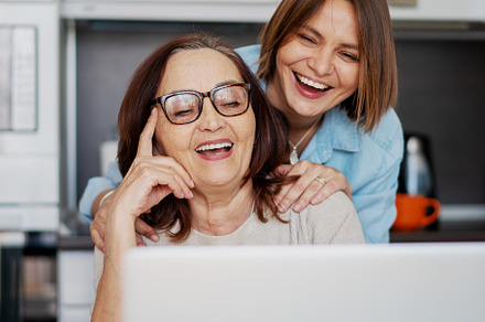 Happy senior woman with daughter