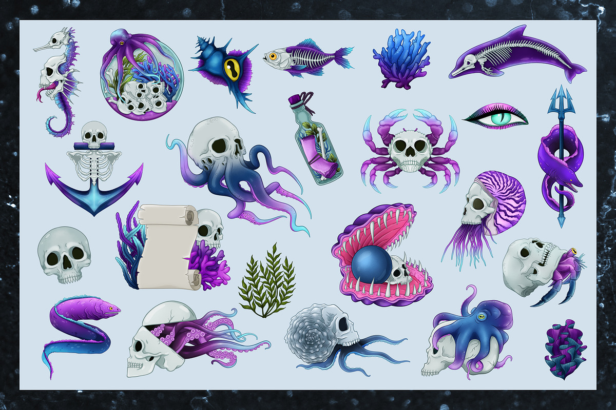 DARK MERMAID WORLD collection, a Seasonal Illustration by SecondOfJuly (Photo 2 of 5)
