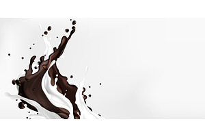 Milk and chocolate splash collision, a Food Illustration by art PVP - market