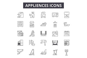 Appliances Line Icons, Signs Set