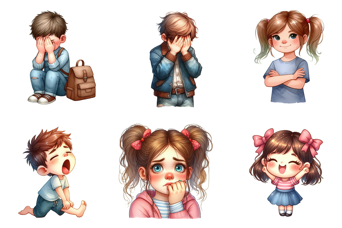 Kids Emotions Clipart, an Illustration by CreationArt (Photo 3 of 5)