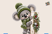 Snowy Koala Peeking by a Festive, a Seasonal Illustration by Printable Design Store (Thumbnail 1 of 3)