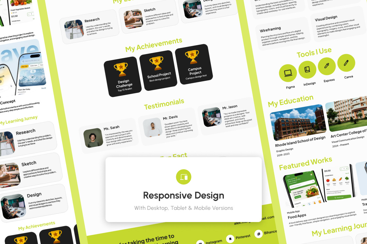 Alex Student Personal Portfolio Page, a Landing Page Template by trabaskriya (Photo 3 of 5)
