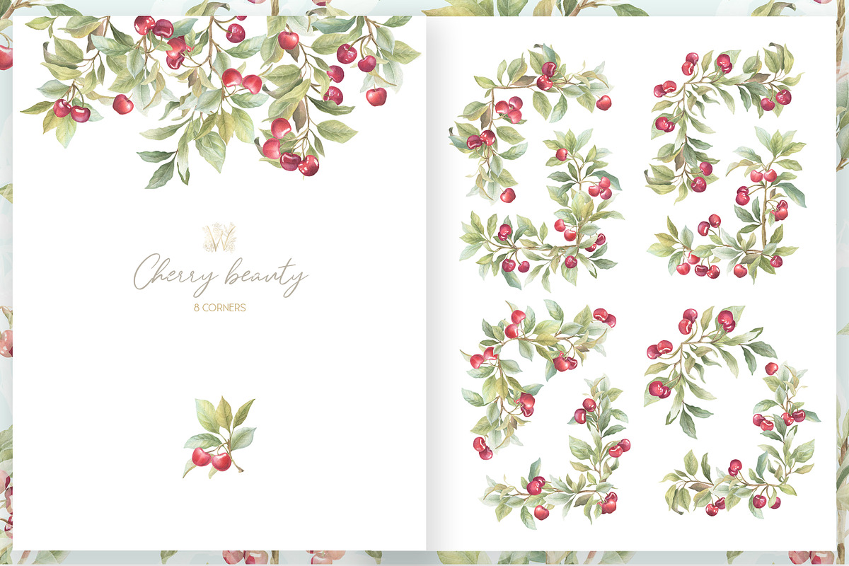 Vintage Cherry Crest Watercolor Set, a Decorative Illustration by WonderWonder (Photo 11 of 21)
