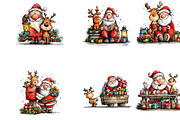 Christmas Santa & Reindeer Clipart, a Seasonal Illustration by CreationArt (Thumbnail 4 of 5)