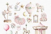 Carousel watercolor horses clipart, a Decorative Illustration by Invite to Clipart (Thumbnail 3 of 6)