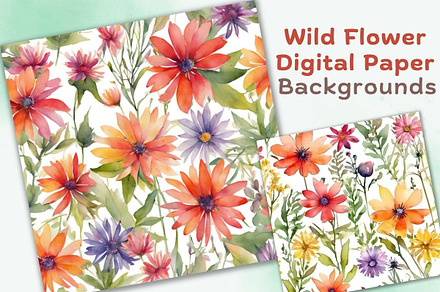Wild Flower Digital Paper Background