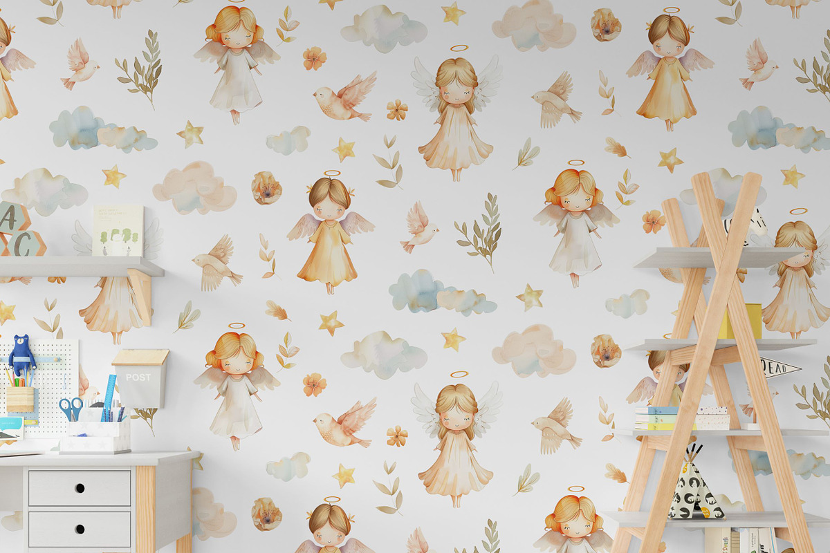 Watercolor Angels girls set, an Object Illustration by AlineArtStore (Photo 6 of 8)