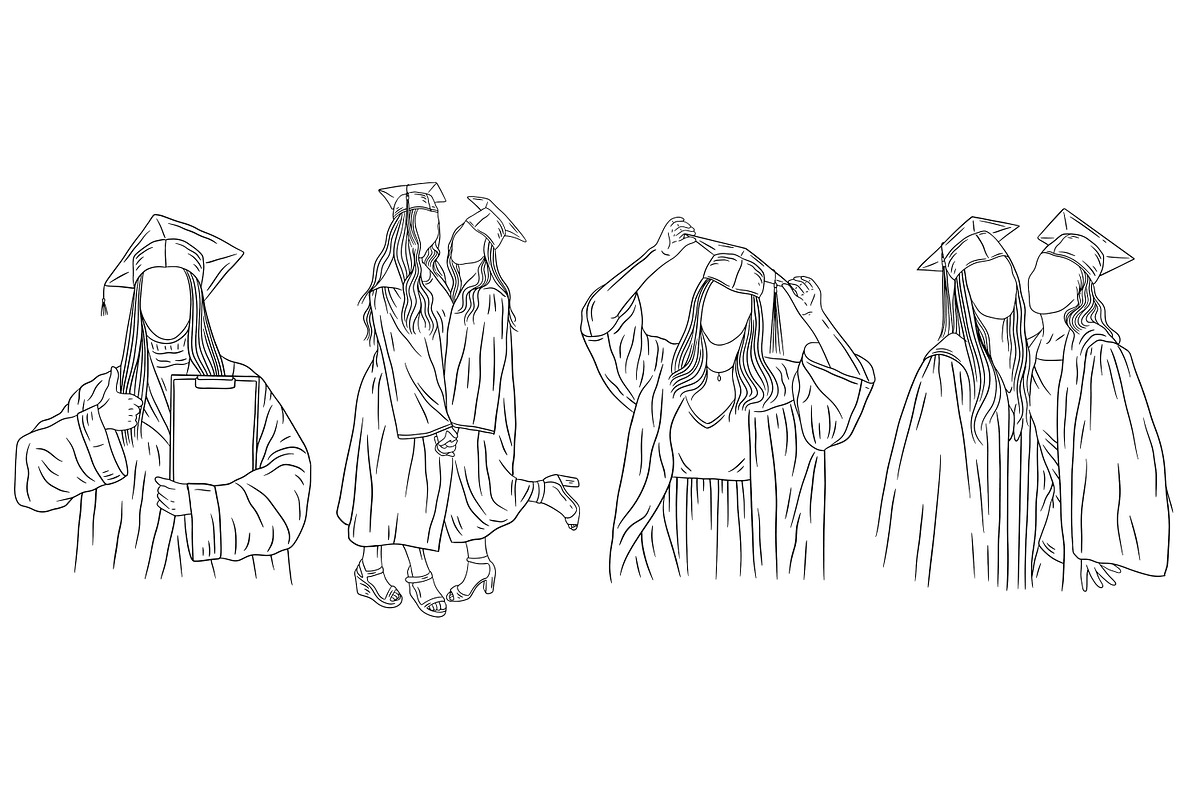 20 Set Graduation University Drawn, an Education Illustration by ...