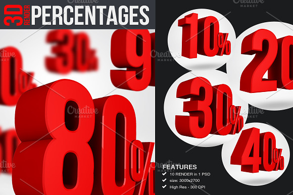 Percentages - 3D Render preview 2