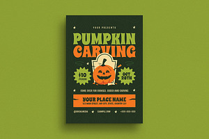 Retro Pumpkin Carving Event Flyer, a Flyer Template by Guuver