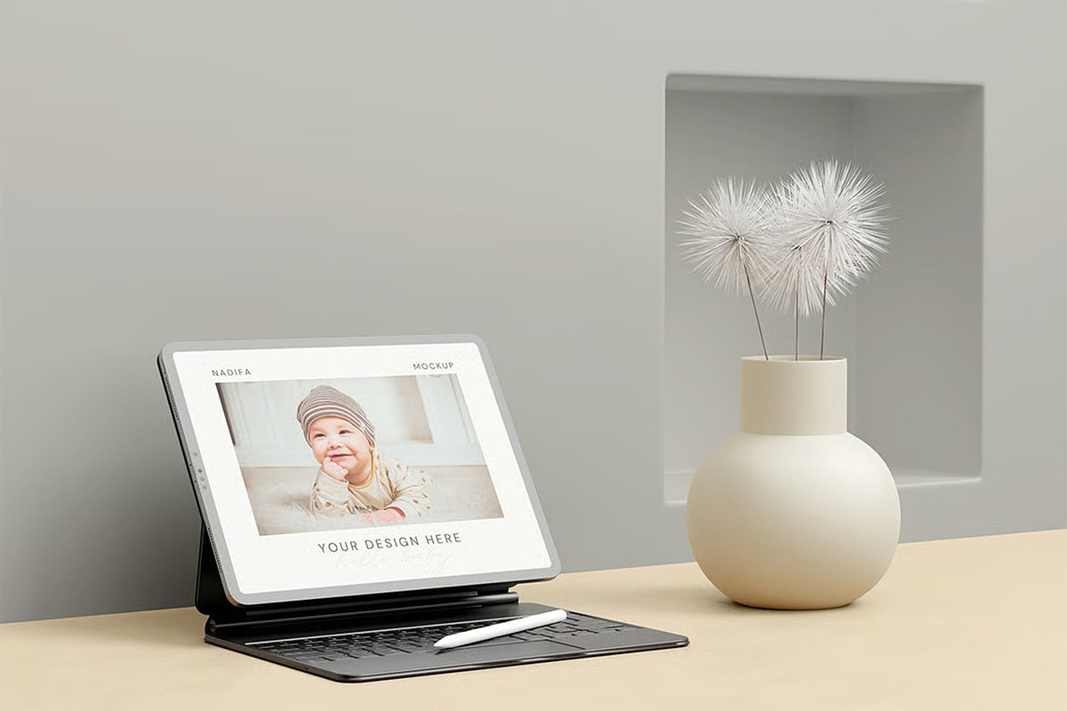 iPad With Keyboard Mockup, an iPad Mockup by zpackcreative (Photo 2 of 5)