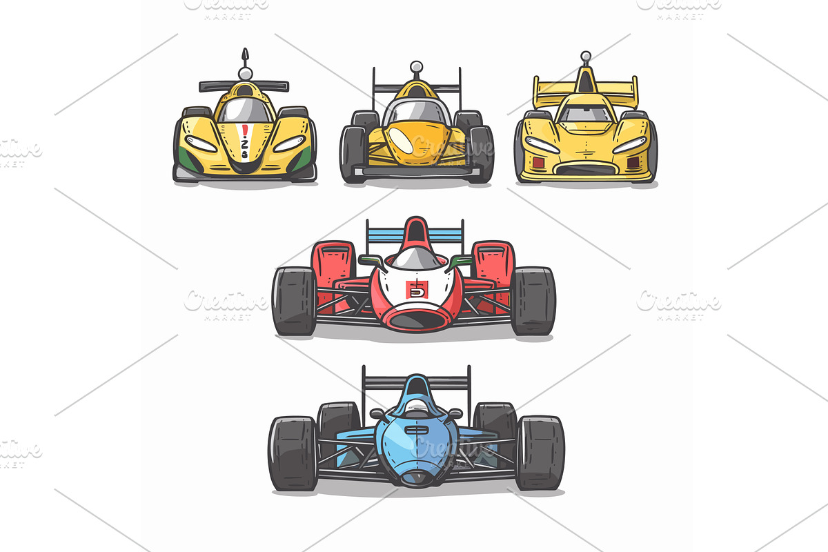 Three racing cars, colorful detailed, a Transportation Illustration by Vectorstockersland