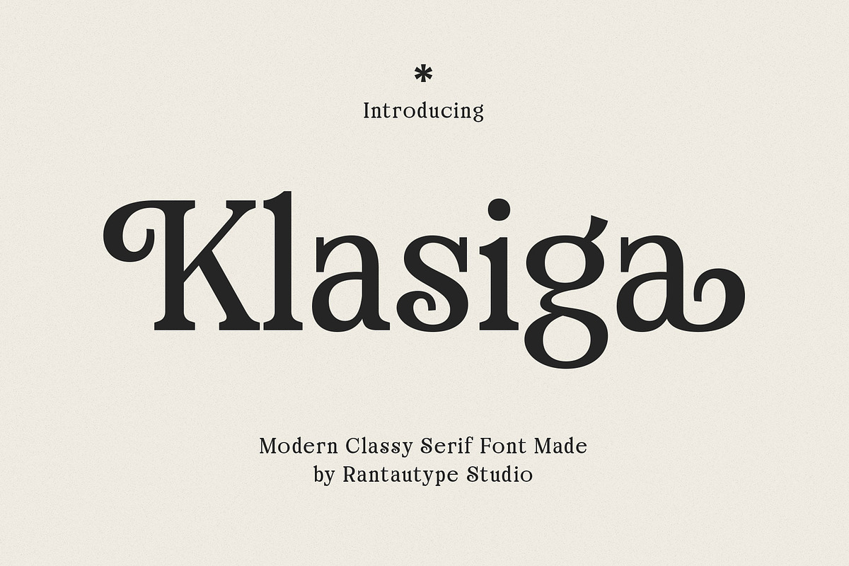 Klasiga Modern Classy Serif Font, a Serif Font by RantautypeStudio (Photo 1 of 17)