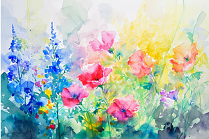 Picturesque Watercolor Wildflowers