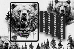 110 Bear Tattoo Stamps For Procreate