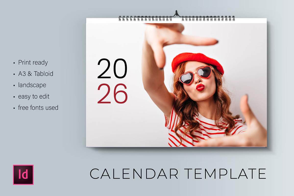 2026 Wall Calendar Template, a Stationery Template by R-studio (Photo 1 of 8)