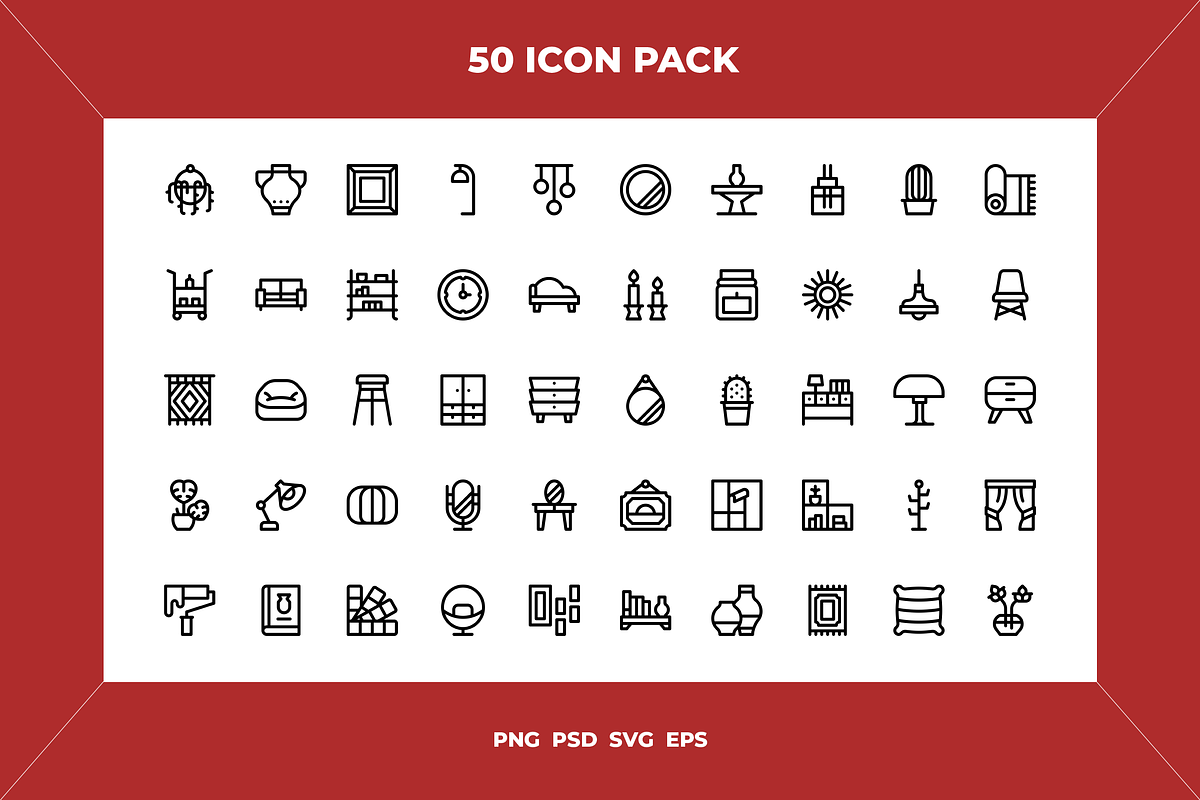 Home decoration icons, an Outline Icon by Wencory (Photo 1 of 2)