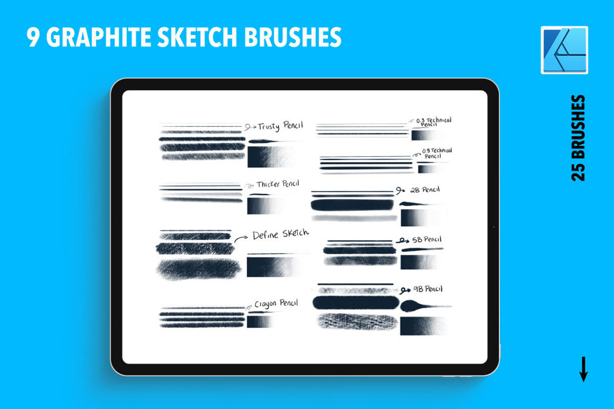 25 Graphite Affinity Brushes, a Brush Add-On by Riveros Illustration (Photo 5 of 10)