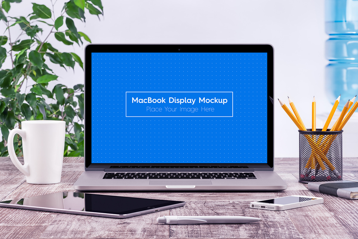 5 Workplace MacBook Display Mockups, a Mac Mockup by Textures & Backgrounds (Photo 2 of 6)
