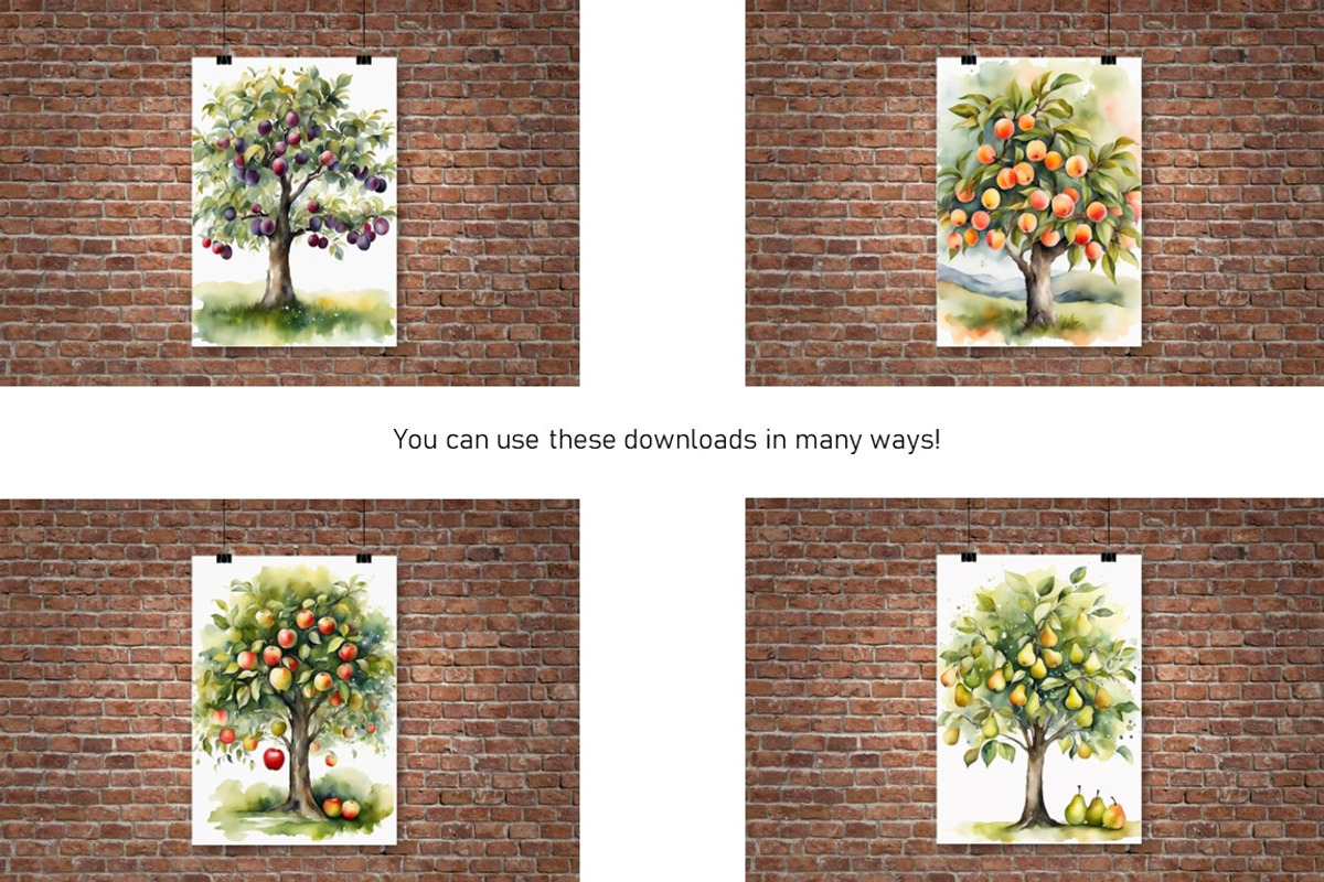 Watercolor Trees, Fruit Trees, Set 1, a Decorative Illustration by Kat's Artful Creations (Photo 2 of 9)