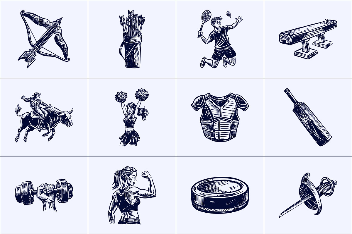 Vintage Sports Illustration Set, a Sport Illustration by Prosymbols (Photo 7 of 8)
