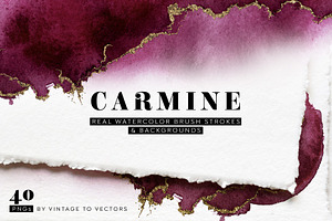 CARMINE Watercolor Brush Strokes