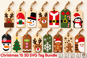 Christmas Gift Tag 3D SVG Bundle, an Object 3D Model by Canvas Craft
