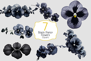 Black pansy sublimation clipart
