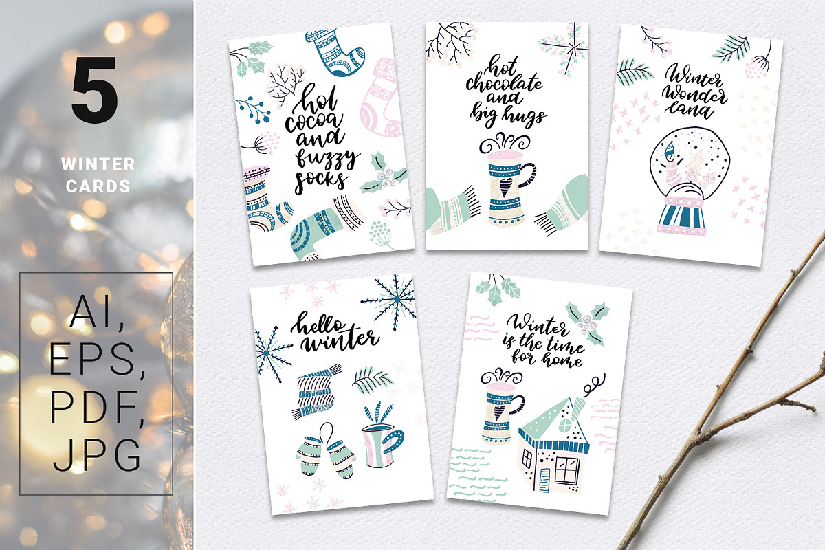 Warm Wishes - winter design kit, an Illustration by Gray Cat Graphics (Photo 7 of 10)