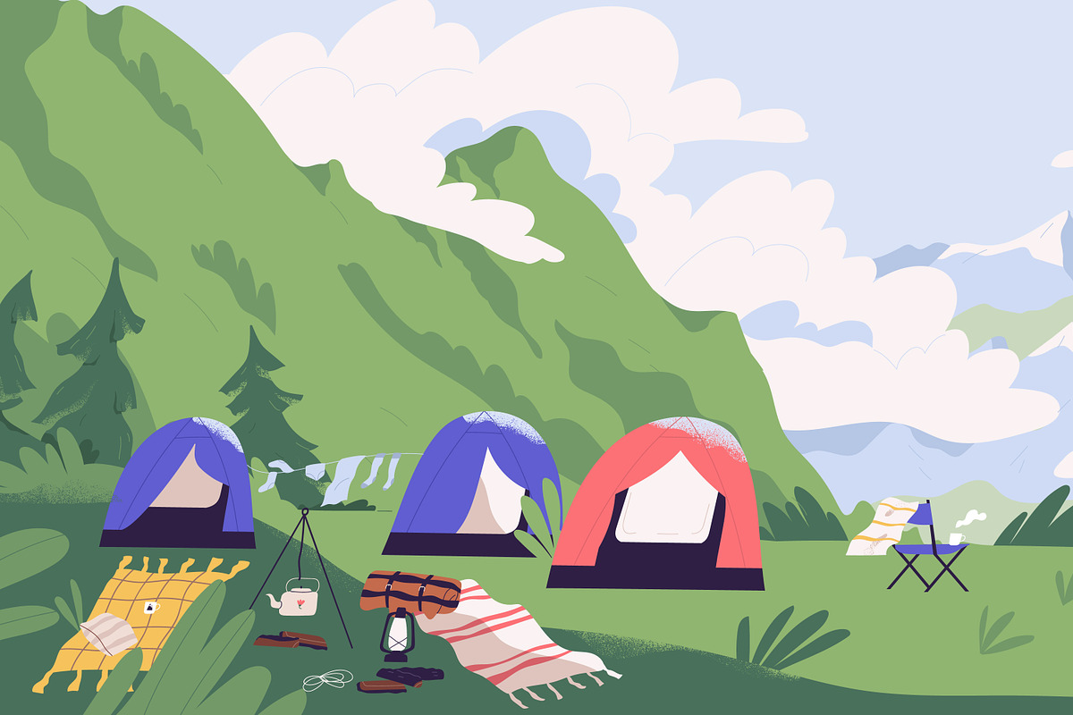 Mountain camping landscape, a Seasonal Illustration by Good Studio (Photo 2 of 3)