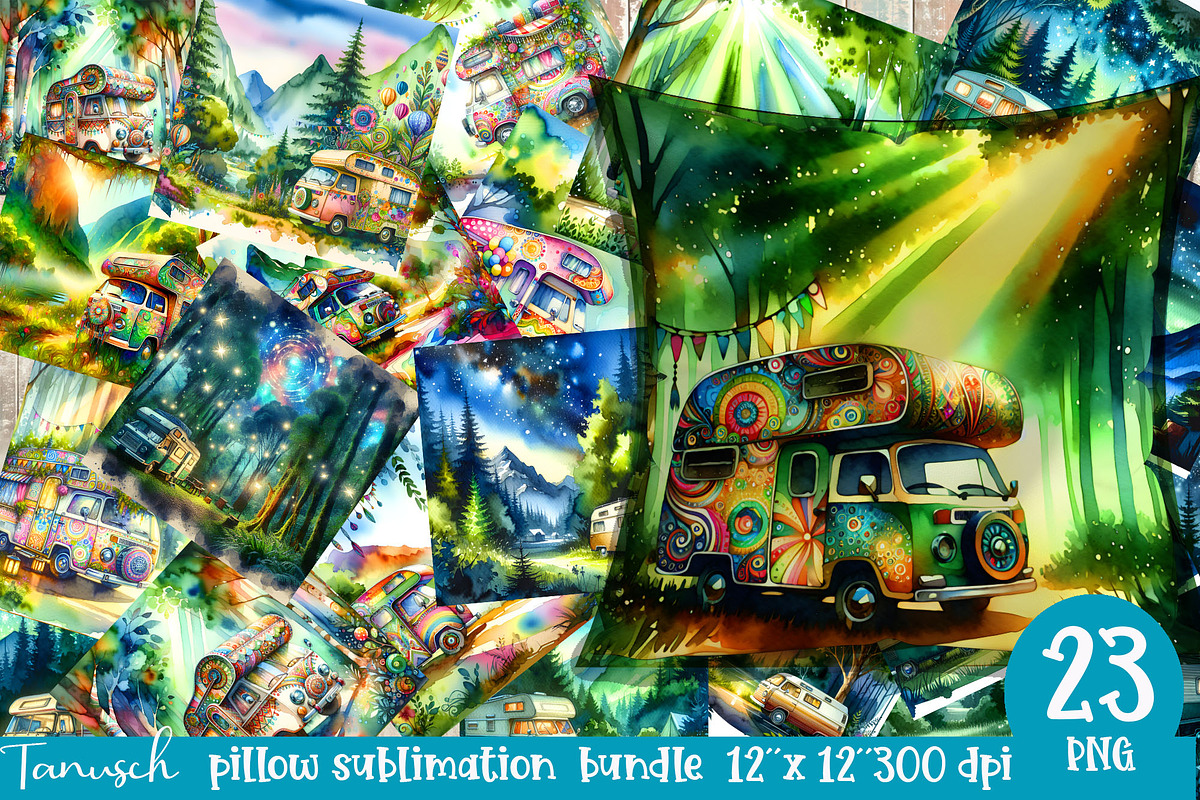 watercolor camping bundle, a Templates & Theme by TanuschArts (Photo 2 of 10)