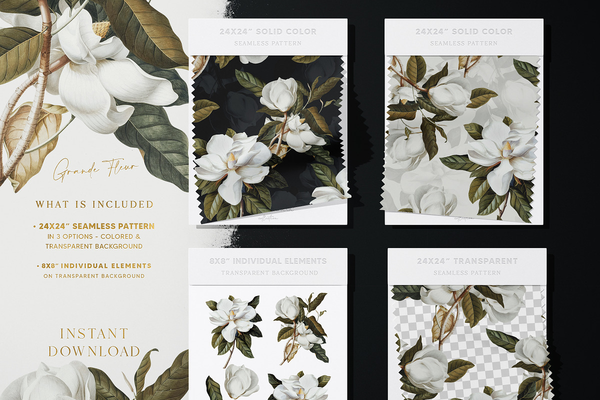 Magnolia Floral Paper Pack, a Pattern Graphic by paper aesthetic (Photo 5 of 8)