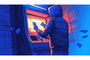 ATM thief. Criminal robber steals, an Object Illustration by Stock-Smart-Start