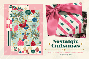 Retro Christmas Seamless Patterns